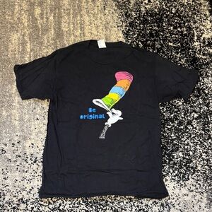 Dr. Seuss Black Graphic Tee with Colorful Design